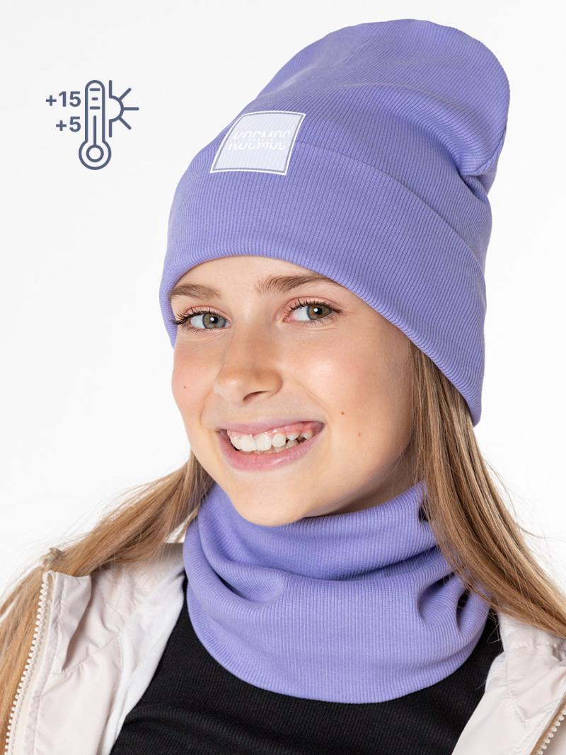 картинка Комплект деми шапка снуд для девочки NIKASTYLE 12л12424 лаванда от магазина детских товаров ALiSa