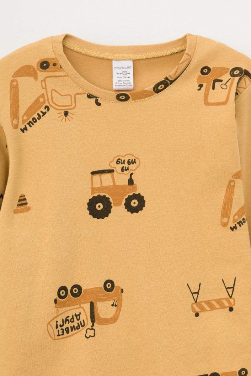 картинка Пижама для мальчика Crockid К 1552 грузоввые машины на песочном от магазина детских товаров ALiSa