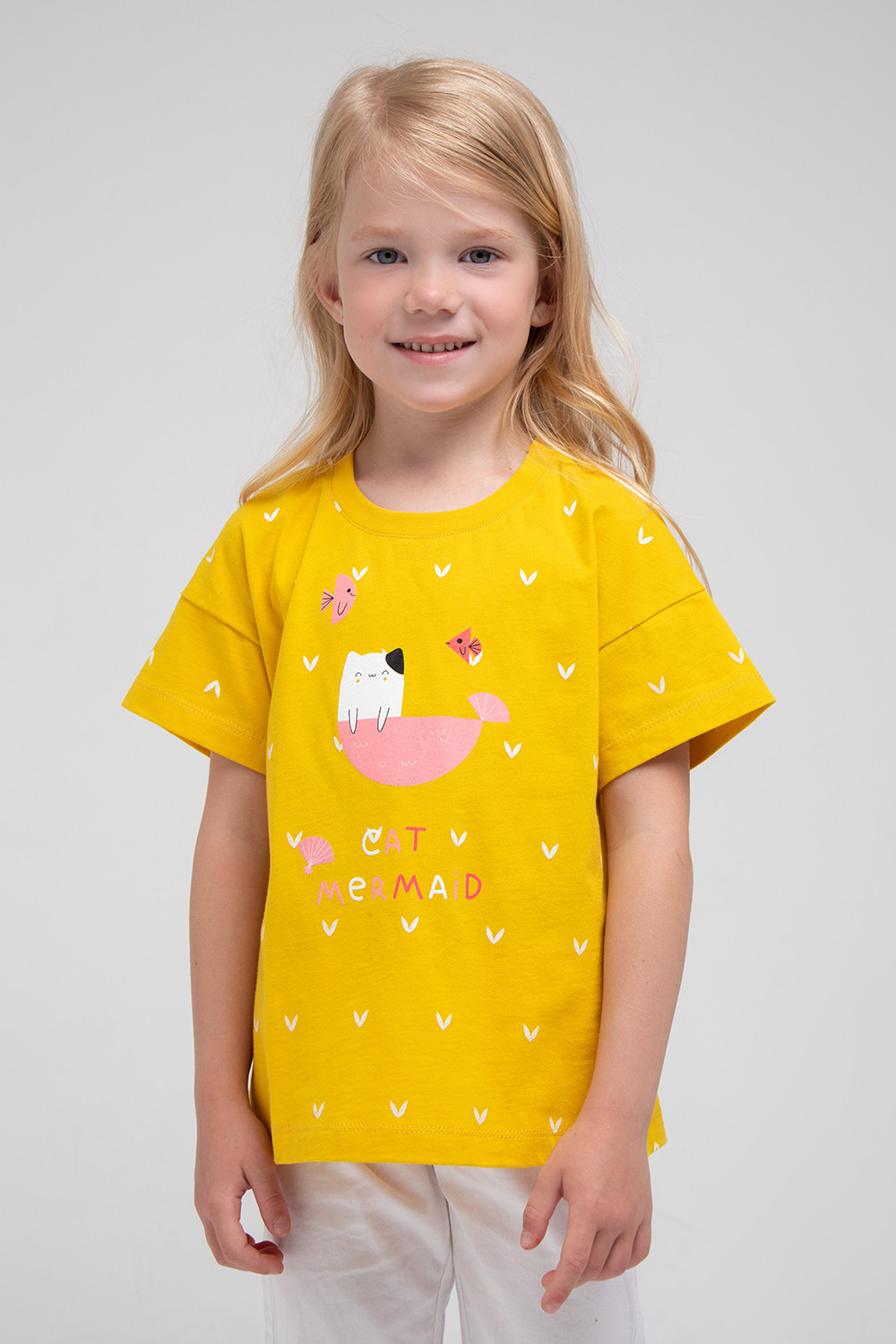 картинка Футболка для девочки Crockid КР 301699 горчица, галочки к337 от магазина детских товаров ALiSa