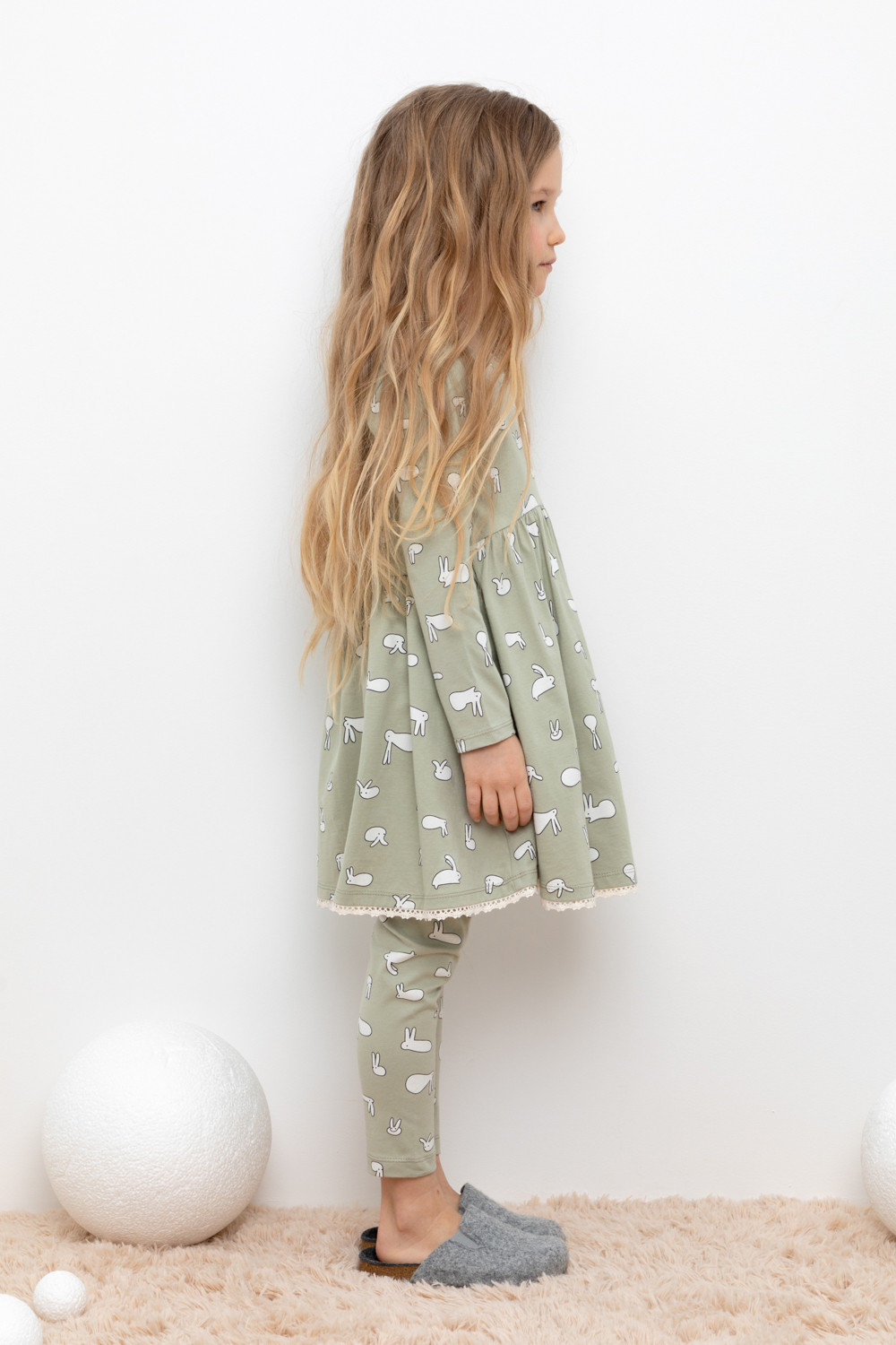 картинка Платье для девочки Crockid КР 5836 шалфей, смешные зайки к439 от магазина детских товаров ALiSa