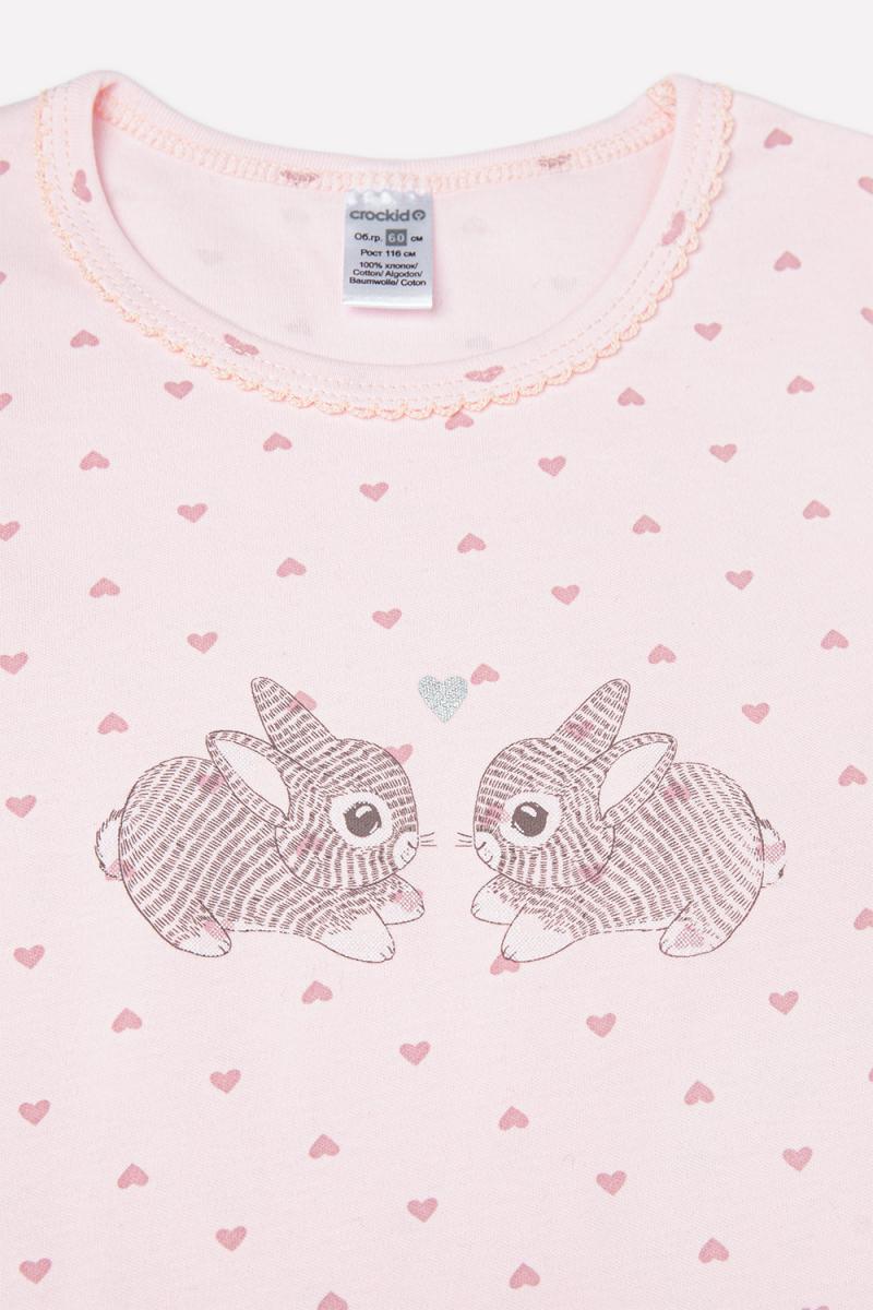 картинка Сорочка для девочки Crockid К 1155 сердечки на светло-розовом от магазина детских товаров ALiSa