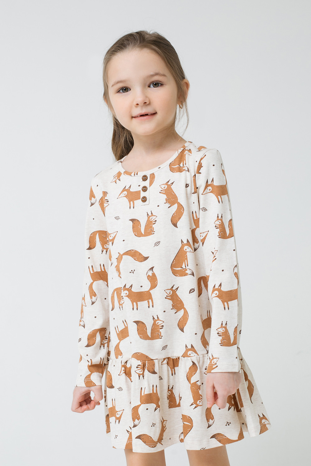 картинка Платье для девочки Crockid К 5705 светло-бежевый меланж, белочки к1276 от магазина детских товаров ALiSa