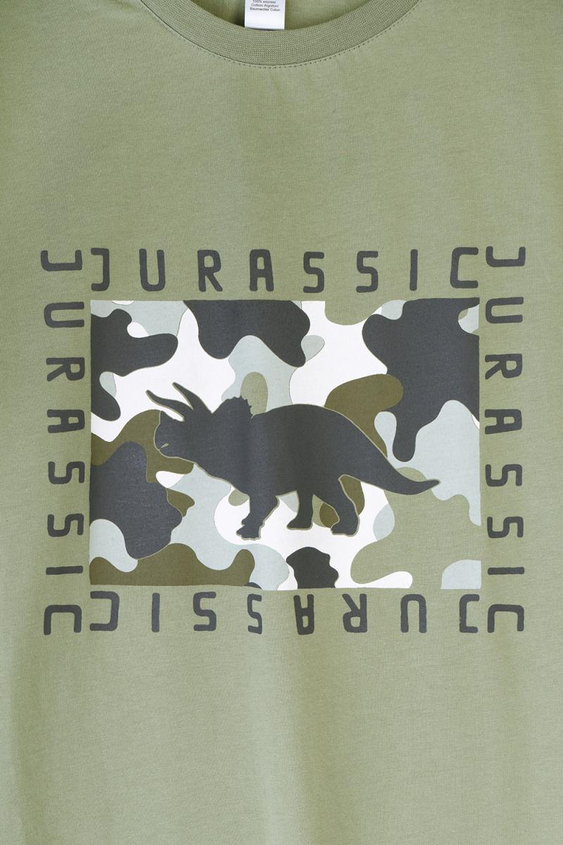 картинка Пижама для мальчика КБ 2797 темно-оливковый, камуфляж с динозаврами от магазина детских товаров ALiSa