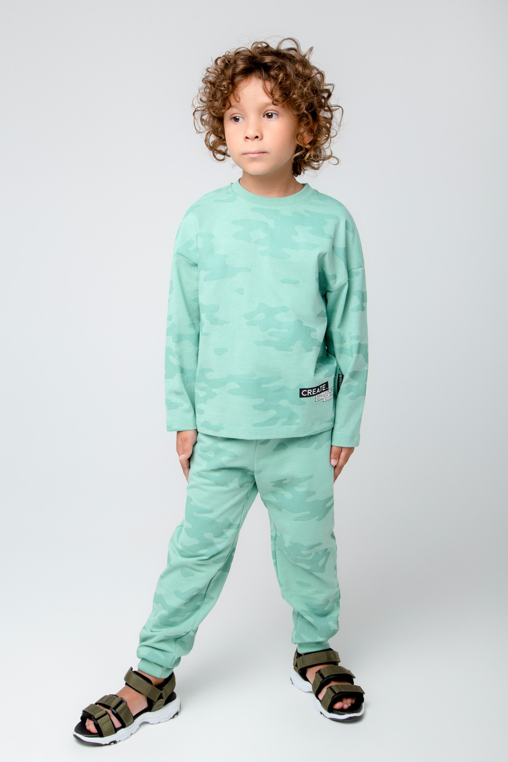 картинка Джемпер для мальчика Crockid КР 301983 мятный зеленый, пиксельный камуфляж к362 от магазина детских товаров ALiSa