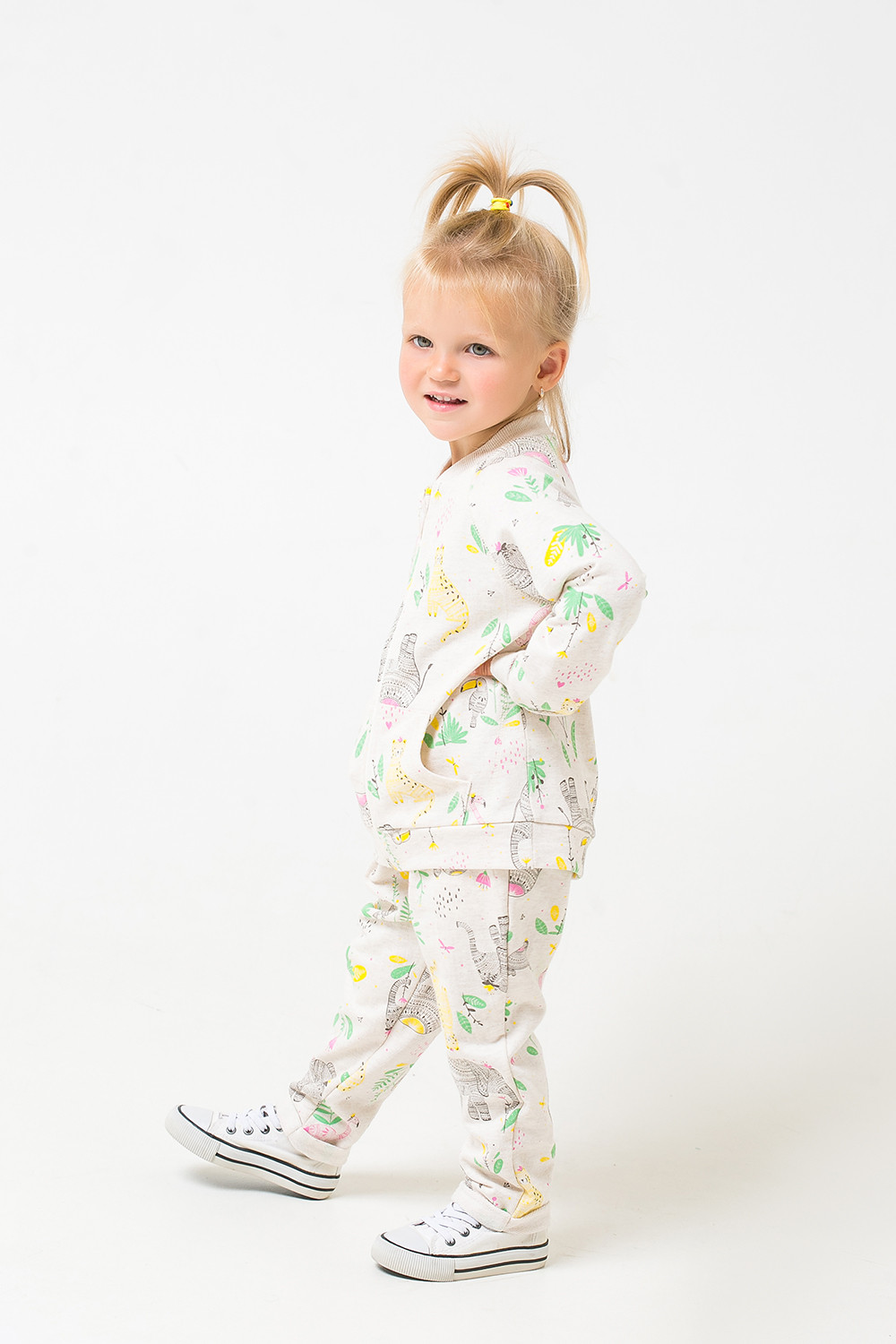 картинка Комплект для девочки Crockid КР 2743 светло-бежевый меланж, слоники к287 от магазина детских товаров ALiSa