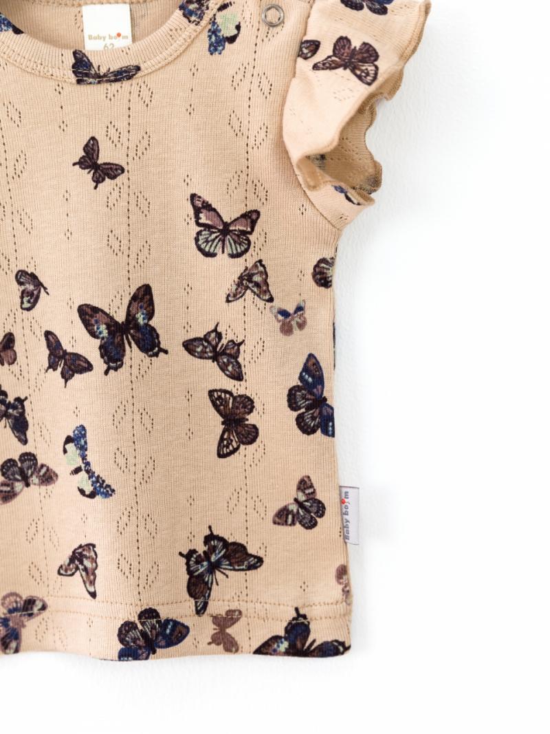 картинка Футболка для девочки Baby Boom Ф62/15-Р Бабочки на бежевом от магазина детских товаров ALiSa