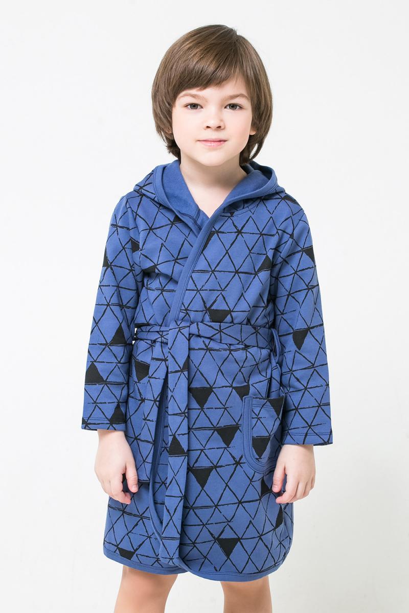 картинка Халат для мальчика Crockid К 5483 графические треугольники на джинсовом от магазина детских товаров ALiSa