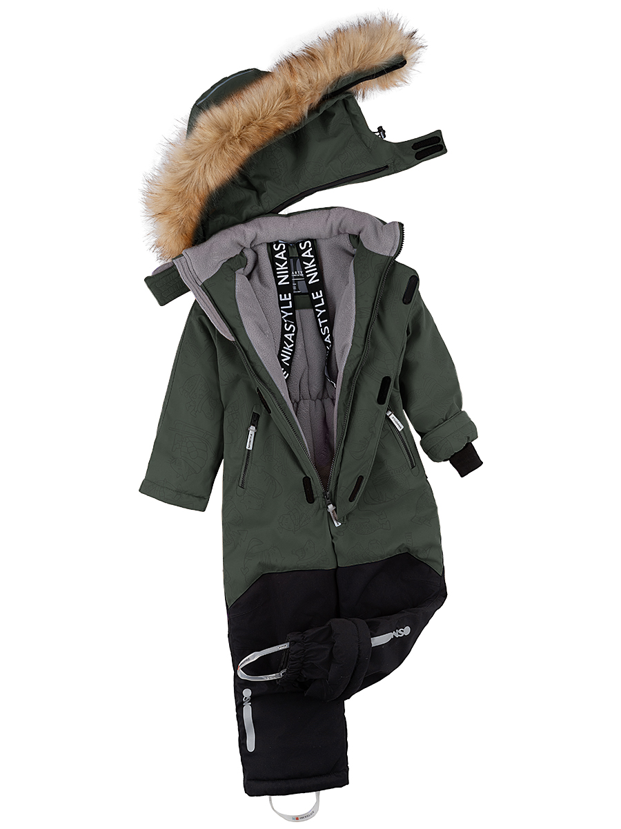 картинка Комбинезон зимний для мальчика NIKASTYLE 8з1924 Хаки черный от магазина детских товаров ALiSa