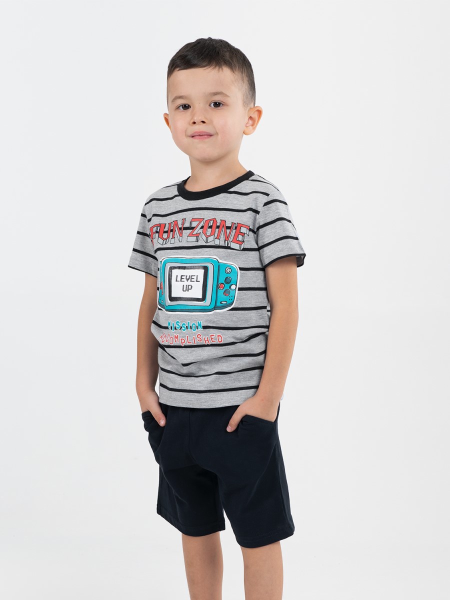 картинка Комплект для мальчика Cherubino CWKB 90065-11 Светло-серый меланж + Черный от магазина детских товаров ALiSa