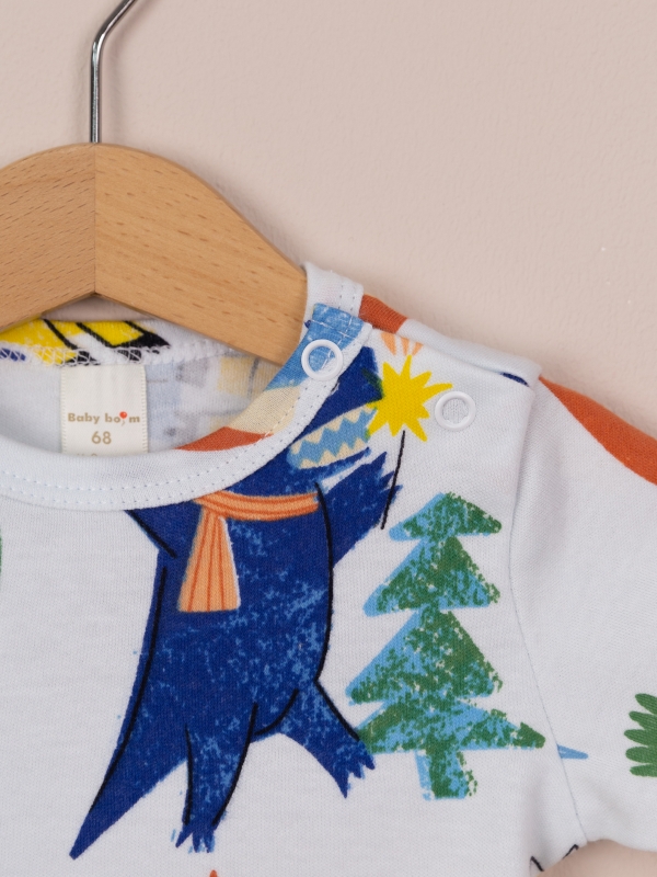 картинка Боди Baby Boom Б98/11-И Дино на белом от магазина детских товаров ALiSa