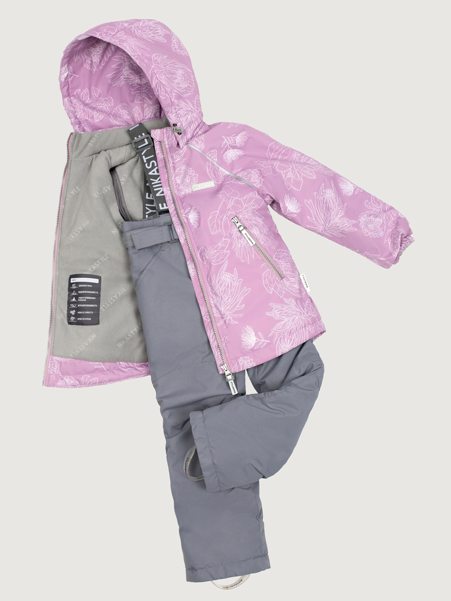 картинка Комплект утеплённый для девочки NIKASTYLE 7м2025 Орхидея серый от магазина детских товаров ALiSa
