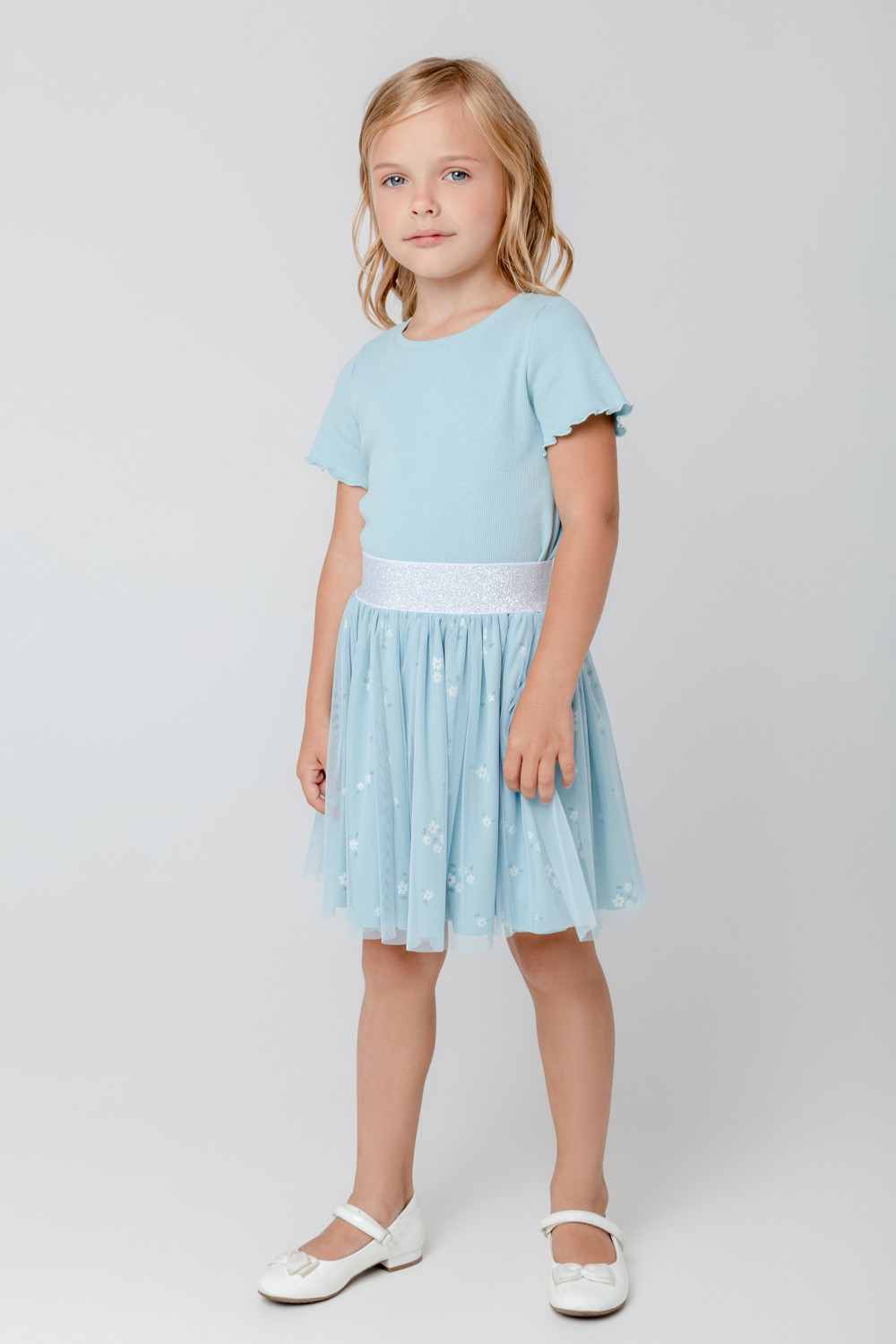 картинка Юбка для девочки Crockid КР 7129 голубой, ромашковое поле к367 от магазина детских товаров ALiSa