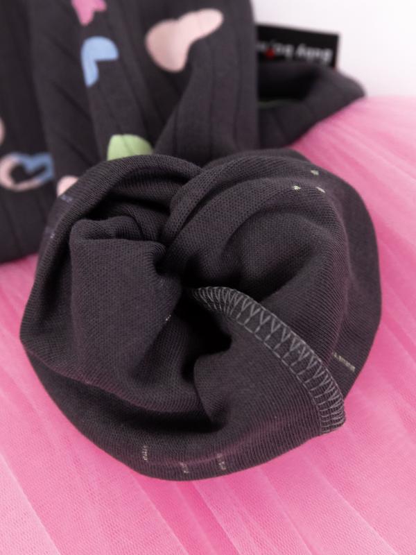 картинка Платье для девочки Baby Boom С247/1-И я729 Сердечки на графите + розовый от магазина детских товаров ALiSa