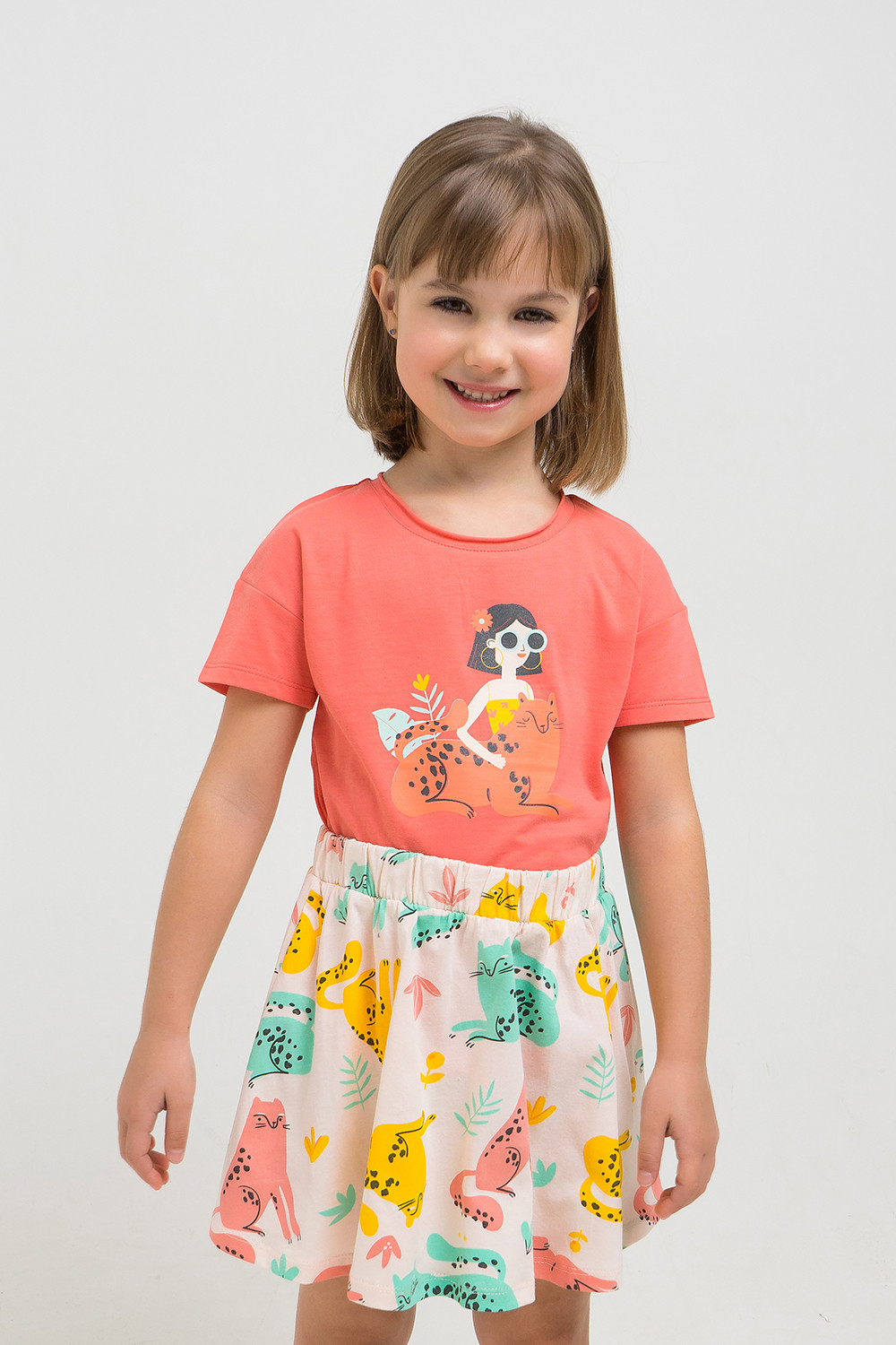 картинка Юбка для девочки Crockid К 7097 бледно-персиковый, леопарды к1262 от магазина детских товаров ALiSa