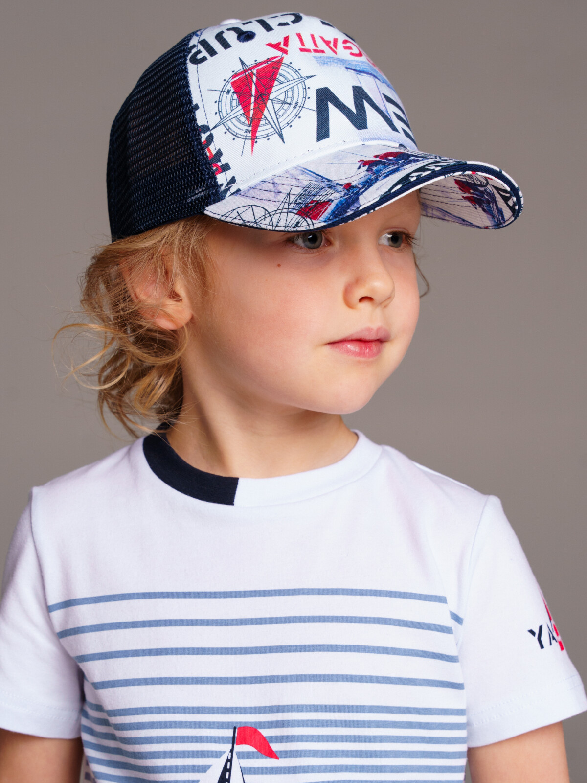 картинка Кепка текстильная для мальчика PL 12412181 Белый Синий от магазина детских товаров ALiSa