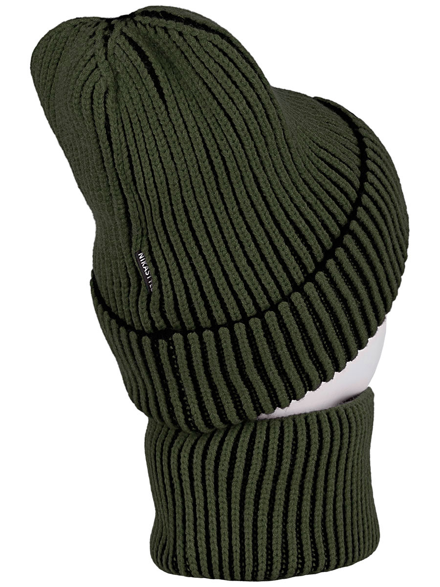 картинка Комплект шапка снуд для мальчика NIKASTYLE 12з16624 Черный хаки от магазина детских товаров ALiSa
