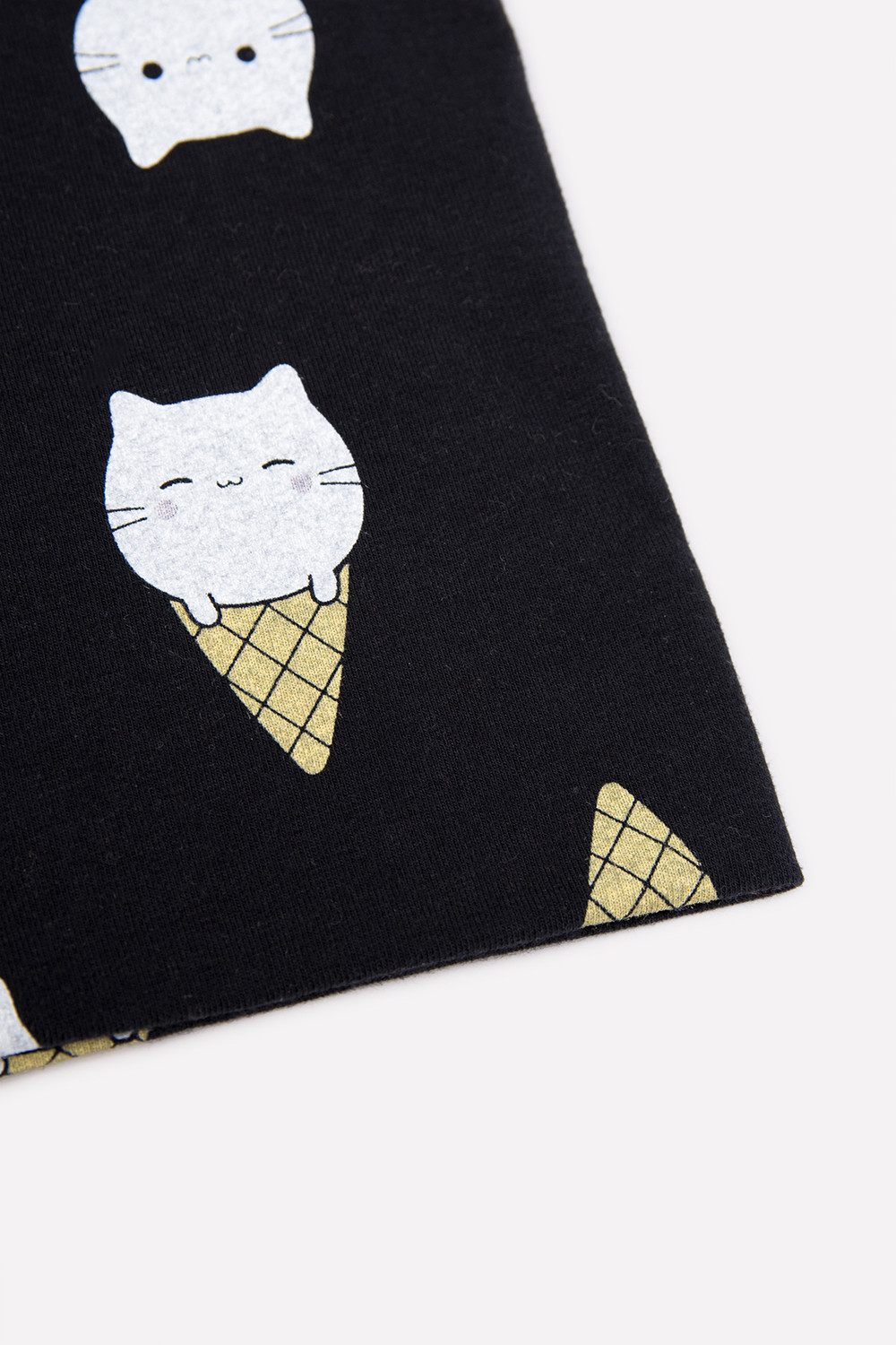 картинка Бриджи удлиненные для девочки Crockid КР 4074 черный, котики-мороженое к313 от магазина детских товаров ALiSa