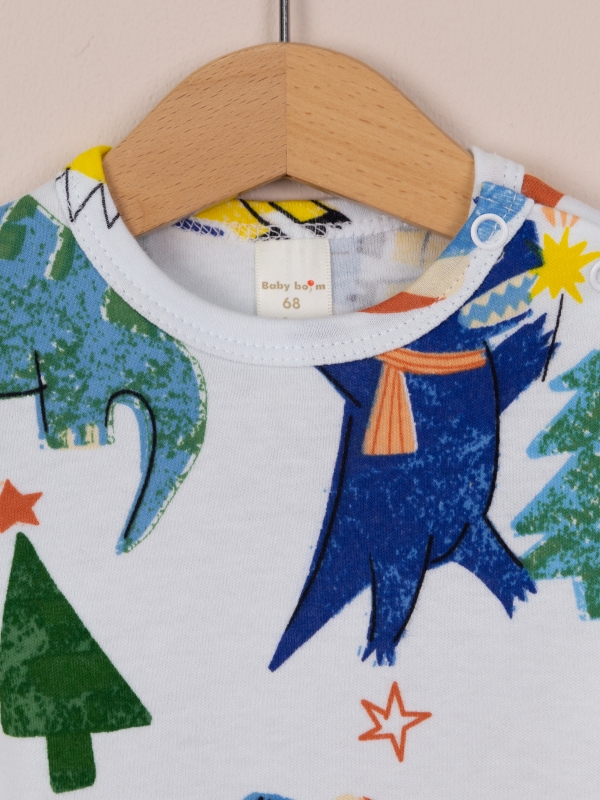 картинка Боди Baby Boom Б98/11-И Дино на белом от магазина детских товаров ALiSa