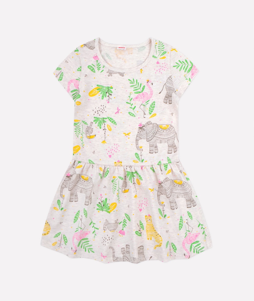картинка Платье для девочки Crockid К 5675 светло-бежевый меланж, слоники от магазина детских товаров ALiSa