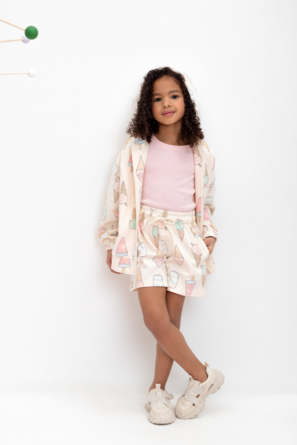 картинка Шорты для девочки Crockid КР 400679 светлый жемчуг, мороженое к473 от магазина детских товаров ALiSa