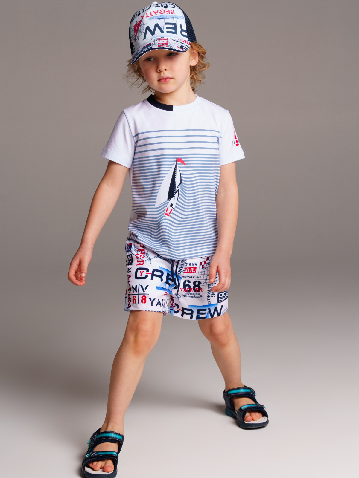 картинка Кепка текстильная для мальчика PL 12412181 Белый Синий от магазина детских товаров ALiSa