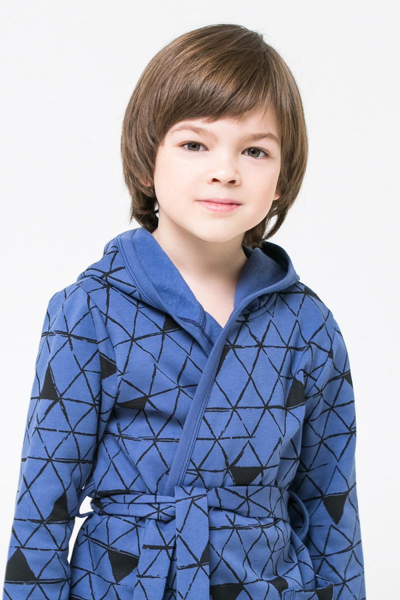 картинка Халат для мальчика Crockid К 5483 графические треугольники на джинсовом от магазина детских товаров ALiSa