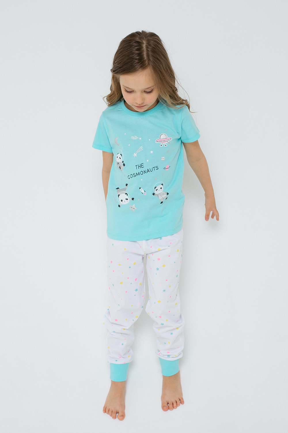 картинка Пижама для девочки Crockid К 1526 аквамарин + радужный звездопад от магазина детских товаров ALiSa
