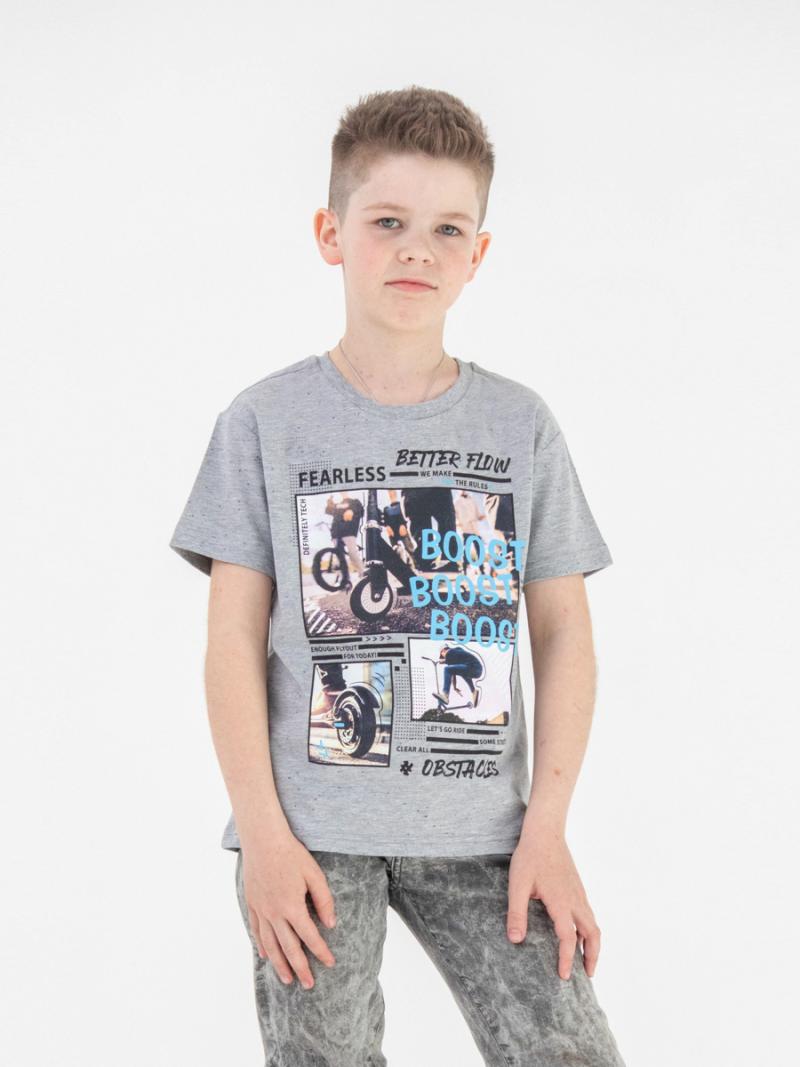 картинка Футболка для мальчика CSJB 63122-11-321 Светло-серый меланж от магазина детских товаров ALiSa