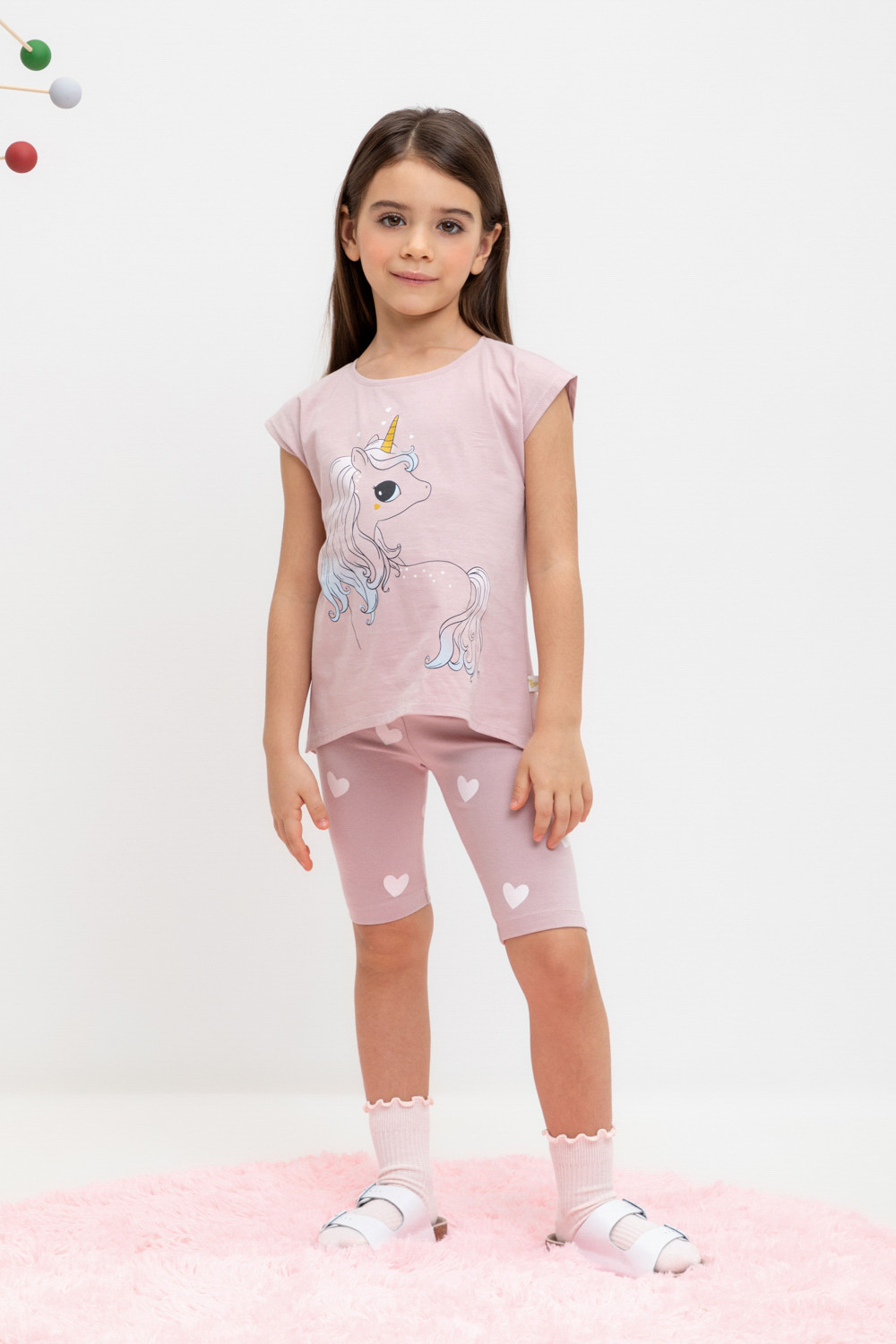 картинка Бриджи для девочки Crockid КР 4036 розово-сиреневый, сердечки к449 от магазина детских товаров ALiSa