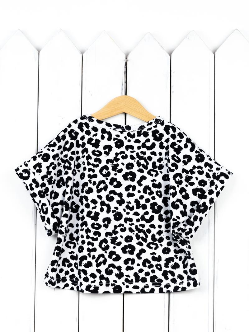 картинка Футболка для девочки Baby Boom Ф125/1-К-Б Леопард чёрно белый от магазина детских товаров ALiSa