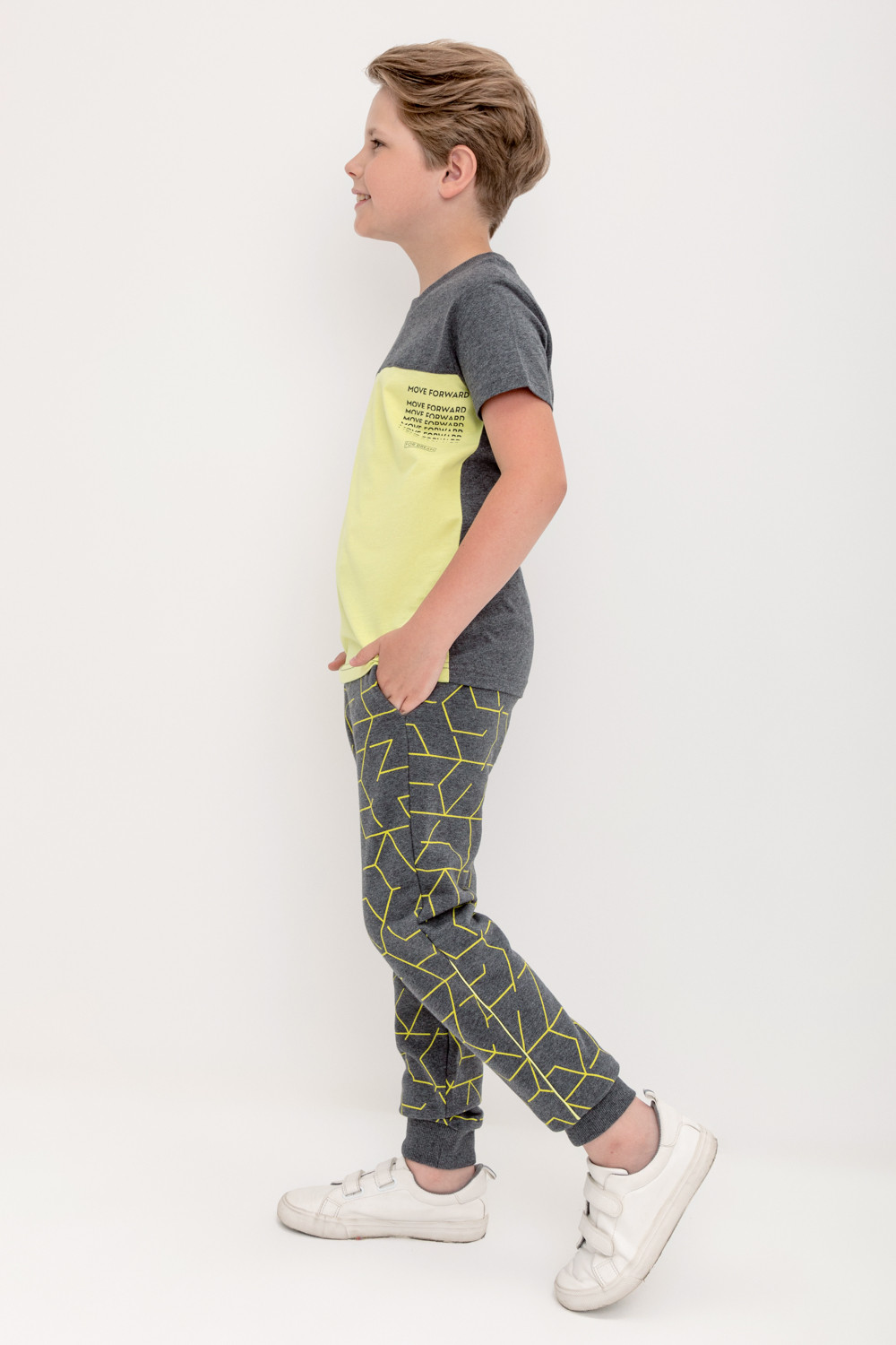 картинка Брюки для мальчика Crockid КР 400609 темно-серый меланж, геометрия к422 от магазина детских товаров ALiSa
