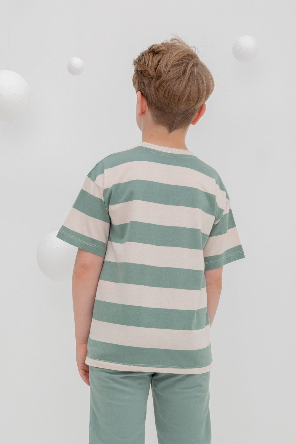 картинка Футболка для мальчика Crockid КР 302234 бежевый, полынь, полоска к426 от магазина детских товаров ALiSa
