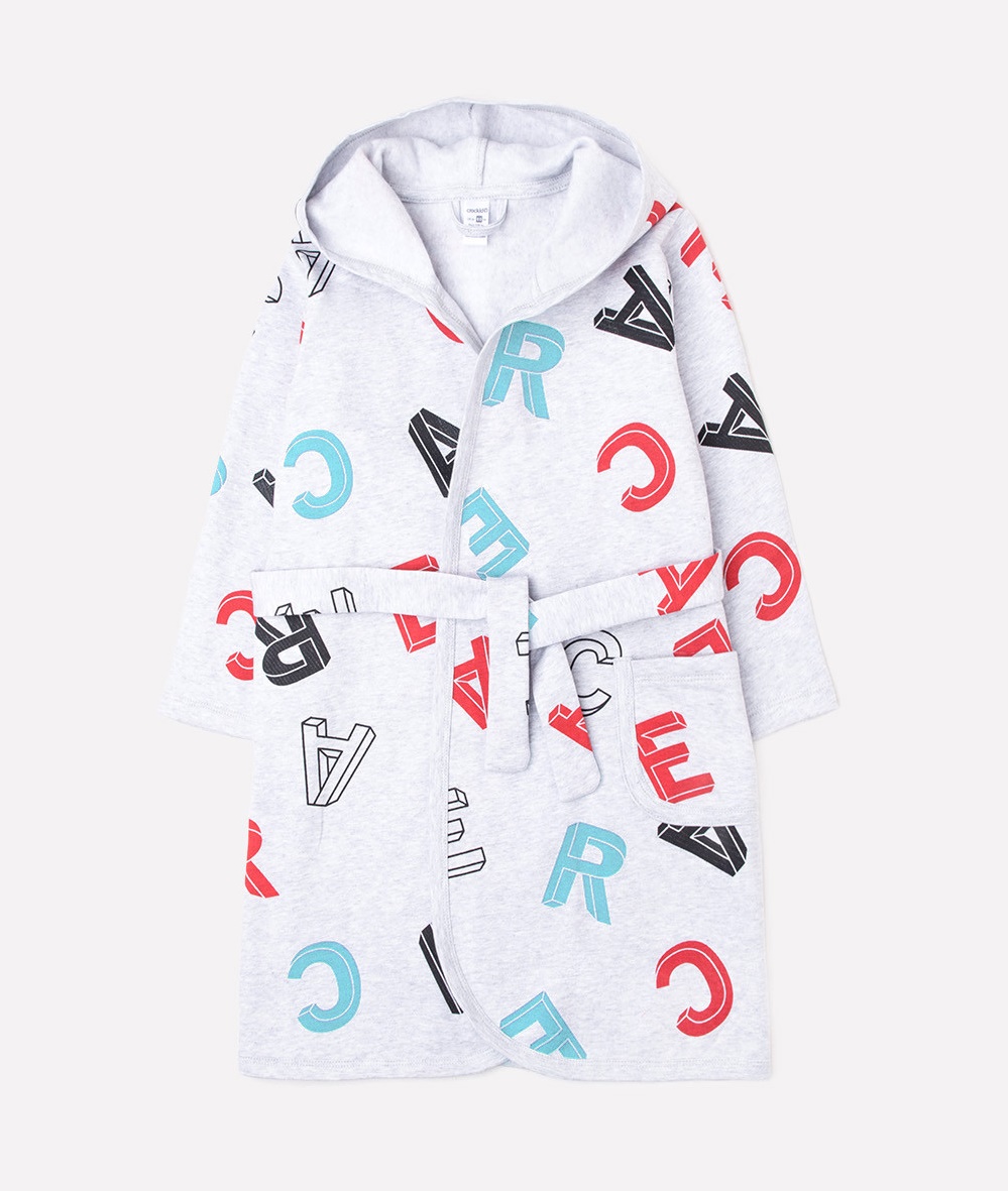 картинка Халат для мальчика Crockid К 5483 буквы гонки на меланже от магазина детских товаров ALiSa
