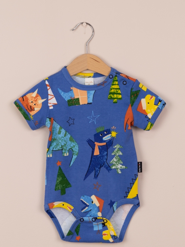 картинка Боди Baby Boom Б98/12-И Дино на синем от магазина детских товаров ALiSa