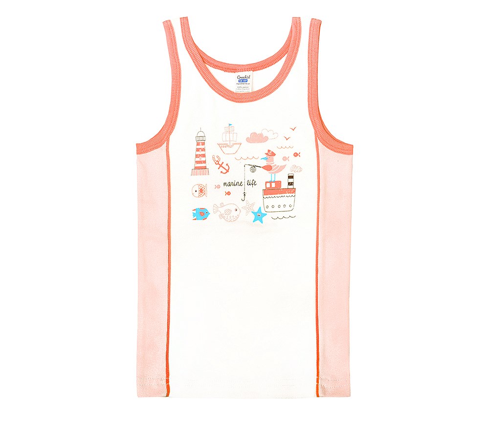 картинка Майка для мальчика Crockid К 1087 белый оранжевый от магазина детских товаров ALiSa