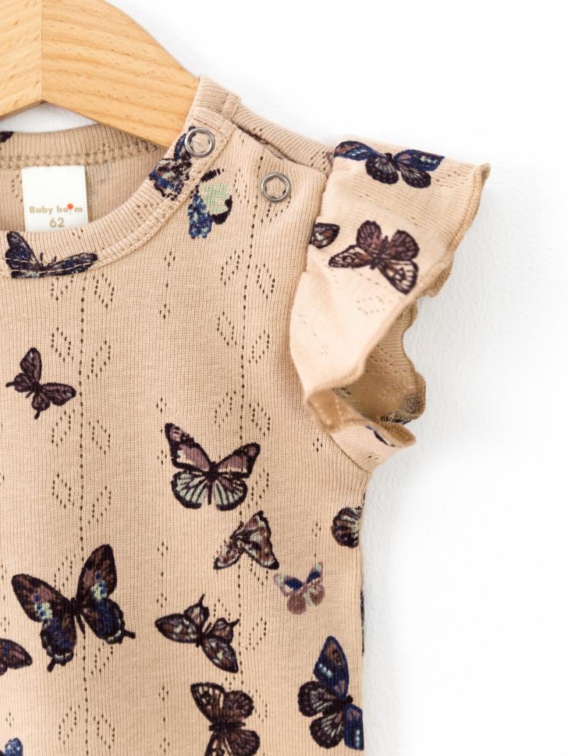 картинка Футболка для девочки Baby Boom Ф62/15-Р Бабочки на бежевом от магазина детских товаров ALiSa