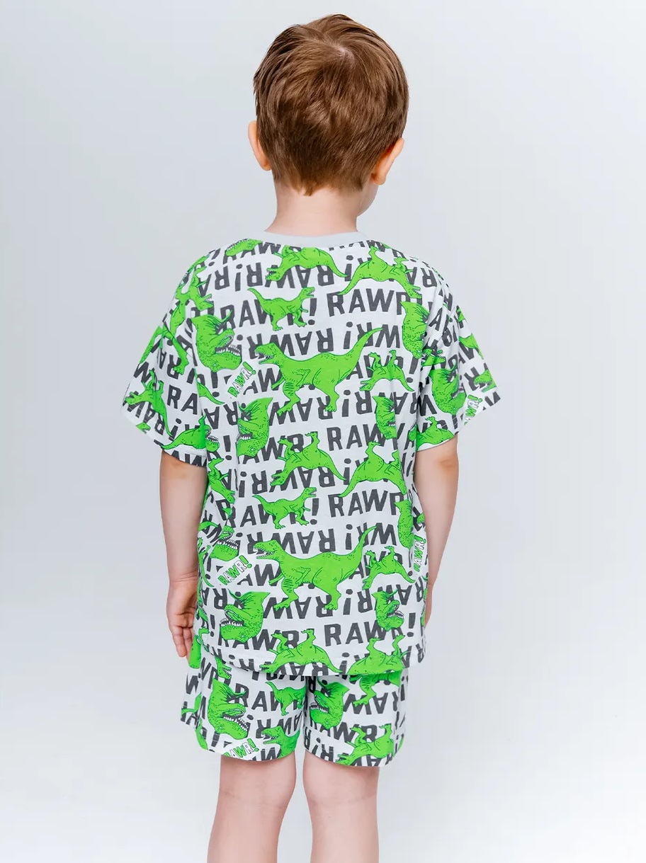 картинка Комплект для мальчика YLA 7020101501 Серый Динозавры от магазина детских товаров ALiSa