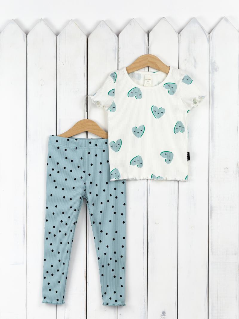 картинка Комплект для девочки Baby Boom КД456/18-К Сердечки на молоке + горох на мяте от магазина детских товаров ALiSa