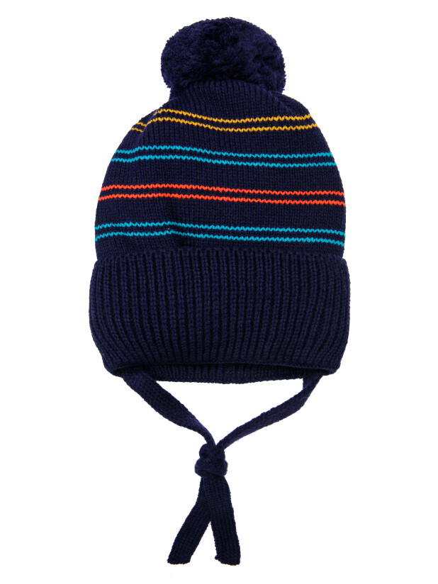 картинка Шапка утепленная для мальчика PL 32319032 Темно-синий полоска от магазина детских товаров ALiSa