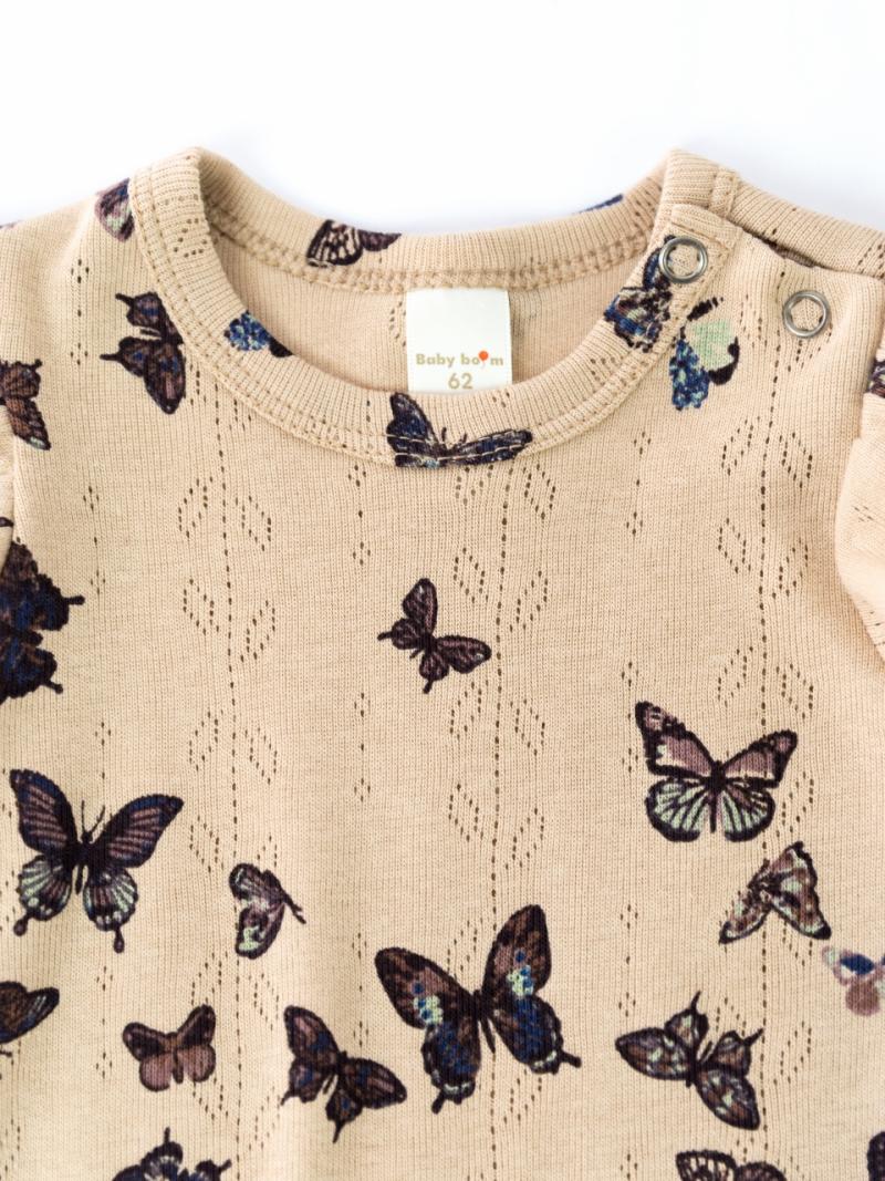картинка Футболка для девочки Baby Boom Ф62/15-Р Бабочки на бежевом от магазина детских товаров ALiSa