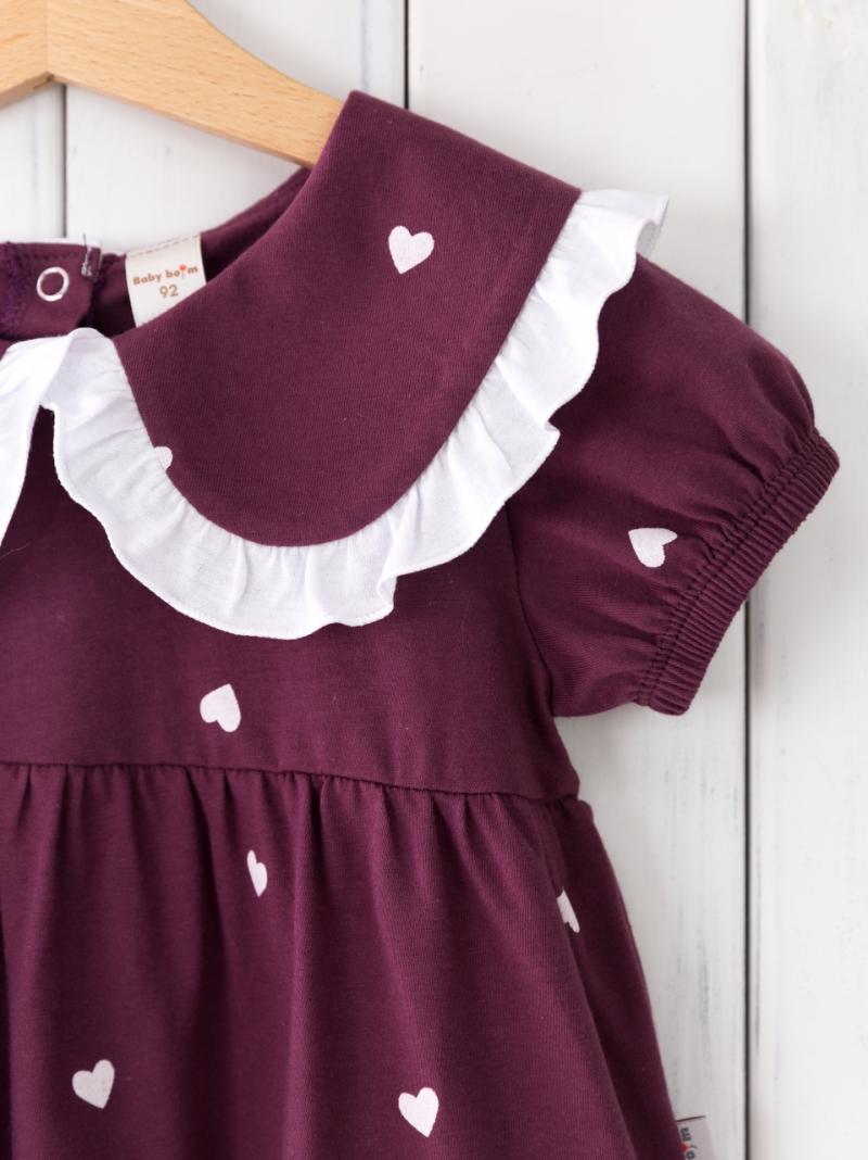 картинка Платье для девочки Baby Boom С198/2-К Сердечки на бордо от магазина детских товаров ALiSa