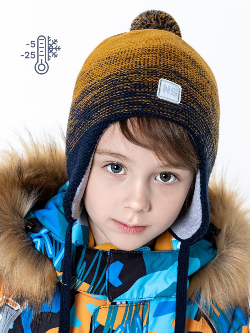 картинка Шапка утепленная для мальчика NIKASTYLE 11з10723 горчичный неви от магазина детских товаров ALiSa
