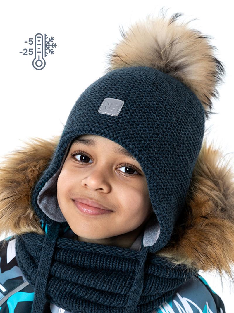 картинка Шапка утепленная для мальчика NIKASTYLE 11з10123 джинсовый от магазина детских товаров ALiSa