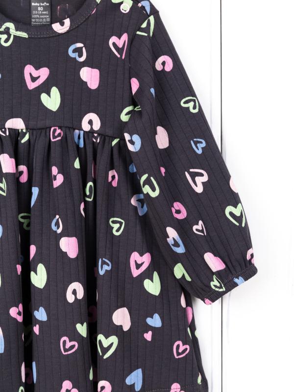 картинка Платье для девочки Baby Boom С246/1-И я729 Сердечки на графите от магазина детских товаров ALiSa