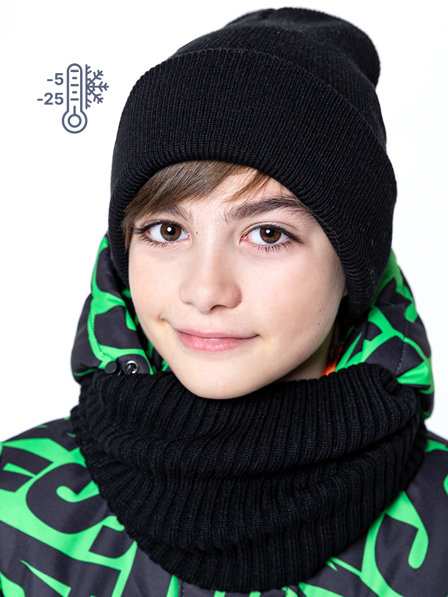 картинка Шапка утепленная для мальчика NIKASTYLE 11з12123 черный от магазина детских товаров ALiSa
