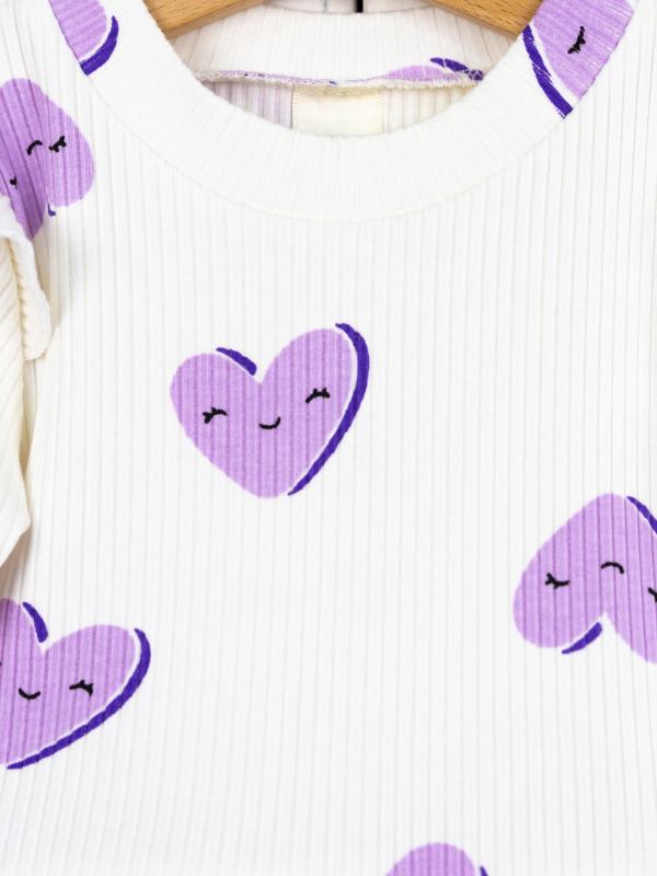 картинка Платье для девочки Baby Boom С224/8-К(М) Сердца лиловые на молоке + сиреневый от магазина детских товаров ALiSa