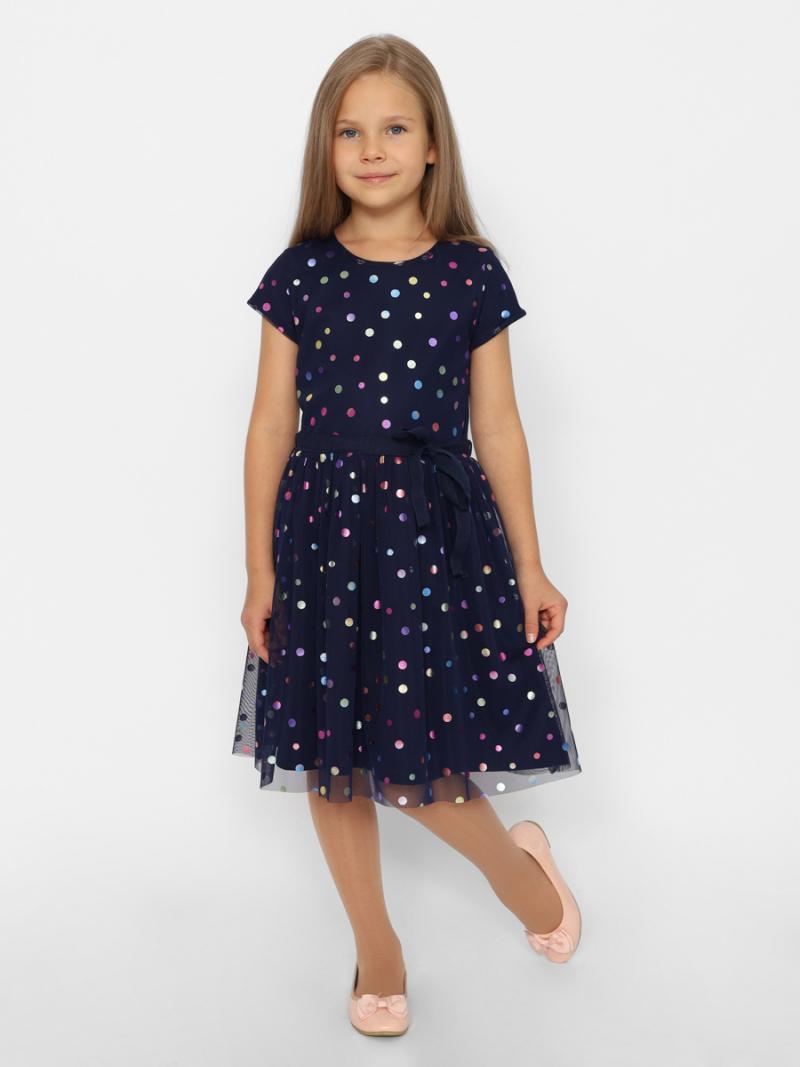 картинка Платье для девочки Cherubino CWKG 63636-41 Темно-синий от магазина детских товаров ALiSa