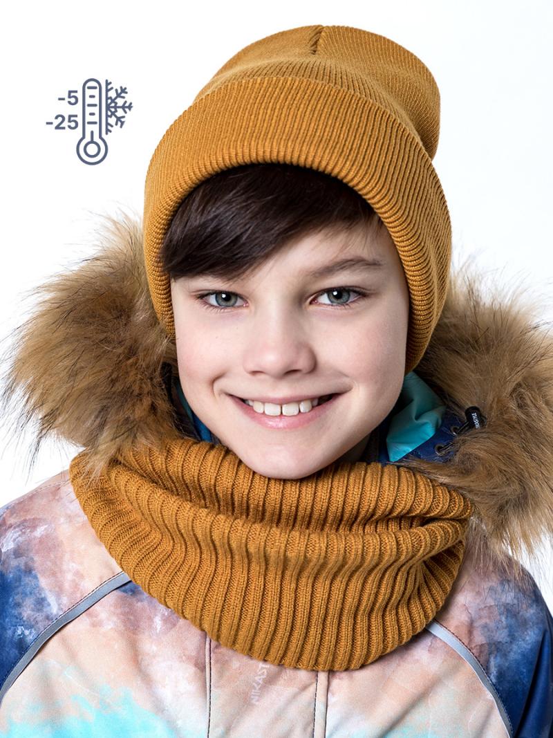 картинка Шапка утепленная для мальчика NIKASTYLE 11з12123 горчичный от магазина детских товаров ALiSa