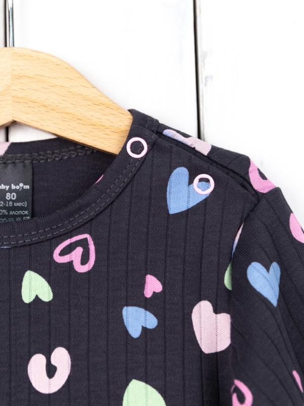 картинка Платье для девочки Baby Boom С247/1-И я729 Сердечки на графите + розовый от магазина детских товаров ALiSa