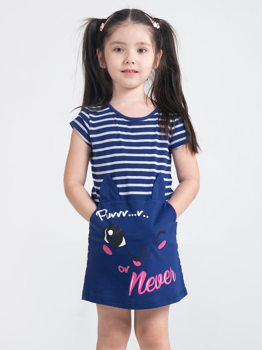 картинка Платье для девочки Cherubino CWKG 62852-41-286 Темно-синий + Светло-серый меланж от магазина детских товаров ALiSa